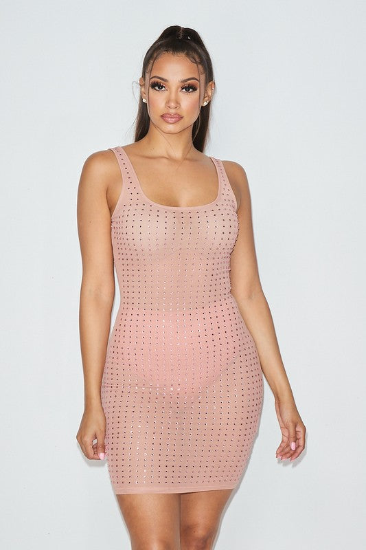 Flaunt It Mauve Rhinestone Dress